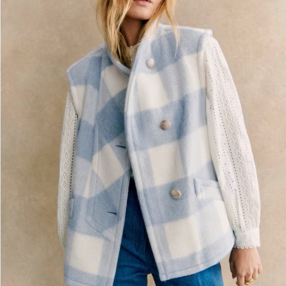 Sezane Carlo Jacket Blue Check